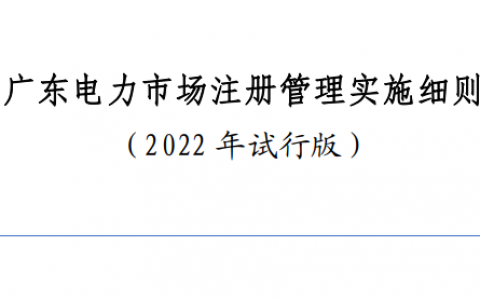 广东电力市场注册管理实施细则 （2022 年试行版）